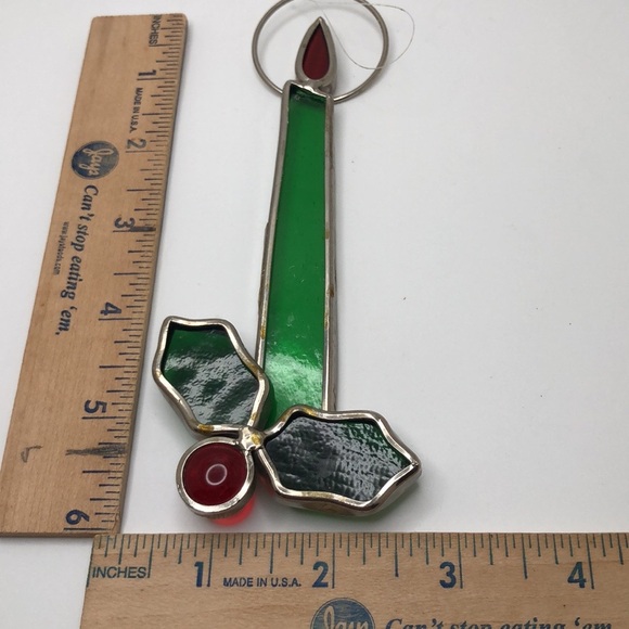 Vintage Stained Glass Candle, Vintage Christmas Decor. Suncatcher - Picture 7 of 7